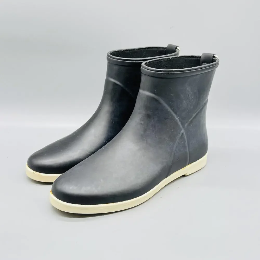 Alice + Whittles Boots Women 7 Black Rubber Ankle Rain Waterproof Madewell Shoes